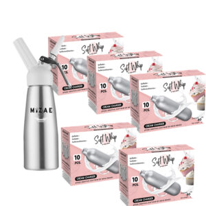 เซ็ทจับคู่ โปรมือเก๋า กระบอกทำวิปครีม 500ml จับคู่ แก๊สวิปครีม 5 กล่อง